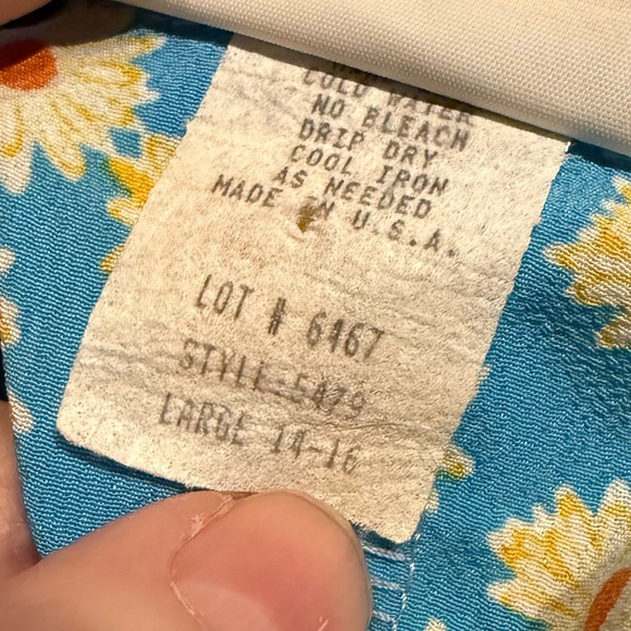 Vintage polyester‎ romper daisy print Floral Button-Up one piece shorts large - Picture 3 of 7